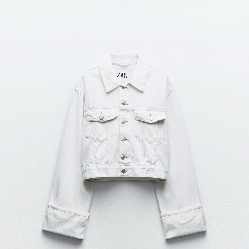 NWT Zara White Denim Jacket